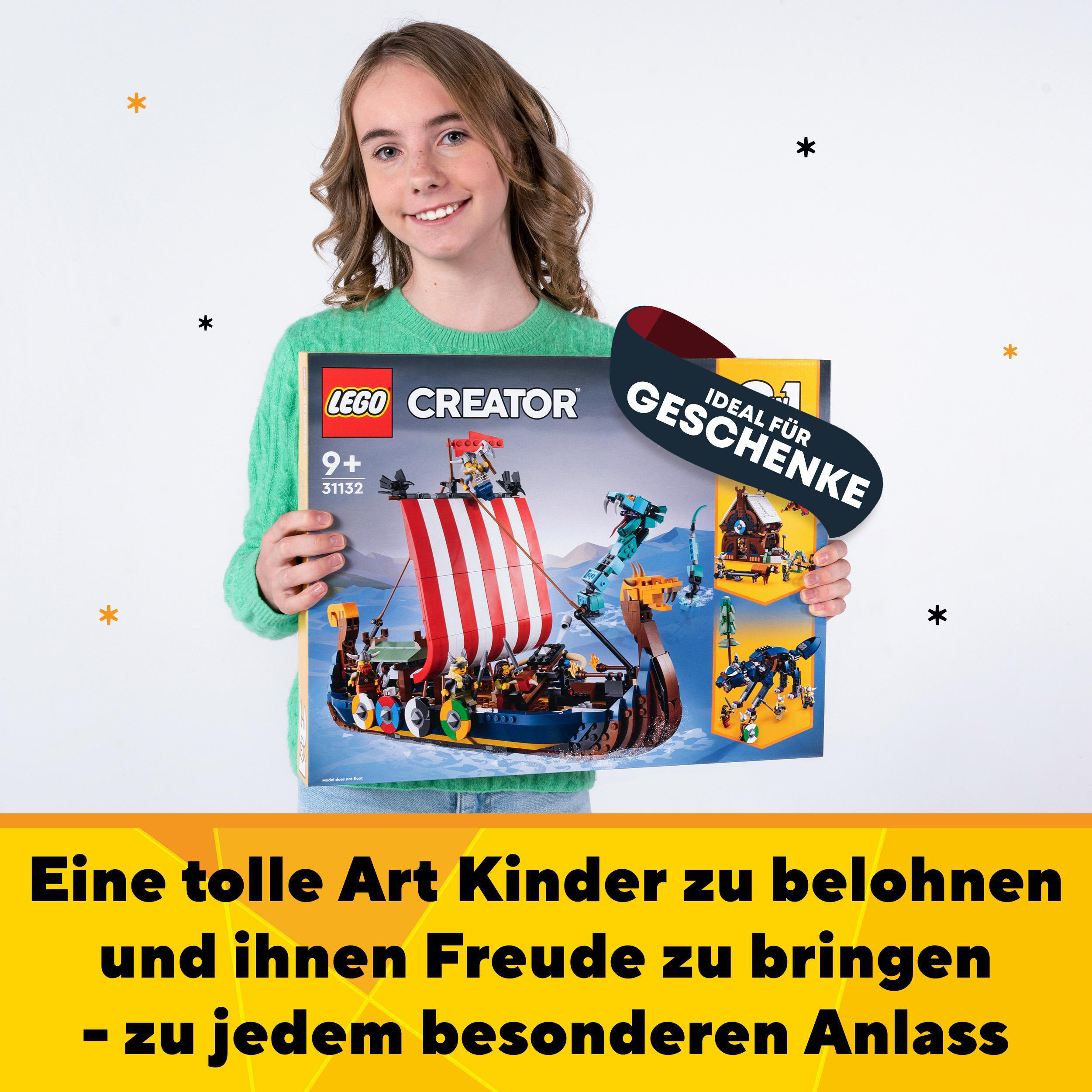 Wikingerschiff Mehrfarbig Bausatz, LEGO mit Midgardschlange 31132 Creator