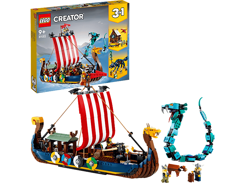 Wikingerschiff Mehrfarbig Bausatz, LEGO mit Midgardschlange 31132 Creator