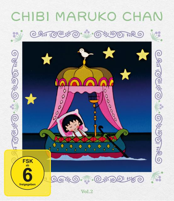 Chibi Maruko Chan DVD. Ein Mädchen schläft in einem Boot unter Sternen.