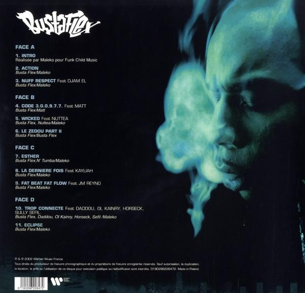 Rückseite einer CD mit Titelliste und Credits in grünem und schwarzem Design.