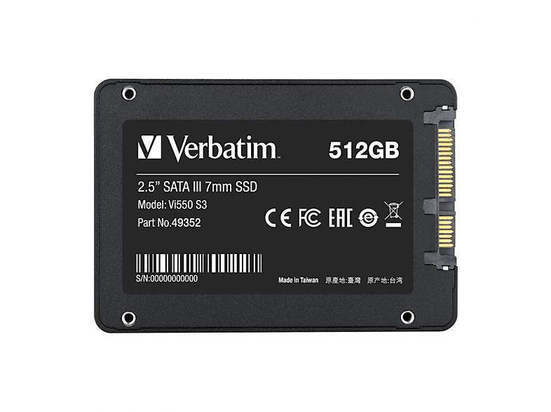 内蔵型SSD Verbatim Vi550 S3 SSD 512GB VERBATIM VI550 S3 512GB 520MB-500MB/SN Sata-3 2.5' Dahili SSD