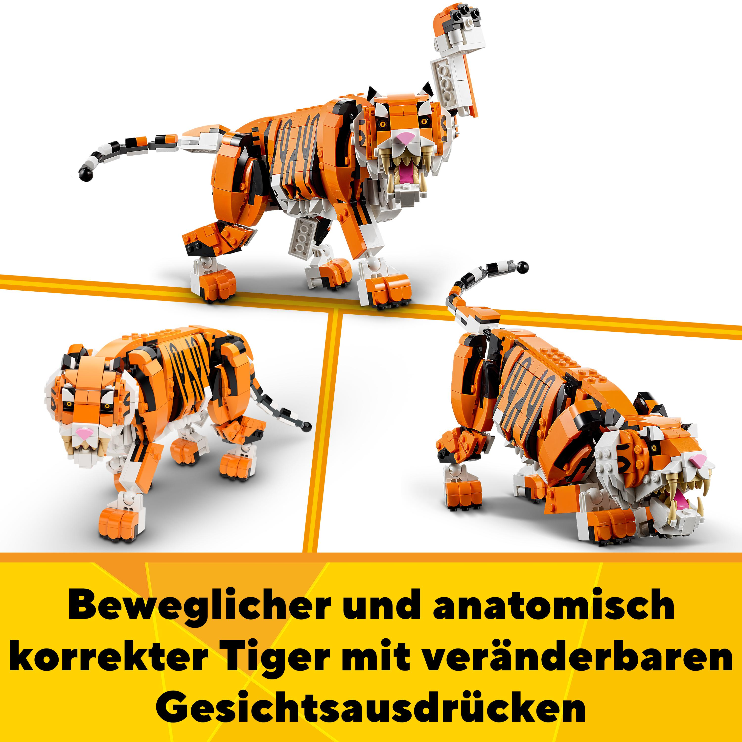 LEGO Creator Majestätischer 31129 Tiger Bausatz, Mehrfarbig