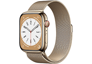 APPLE Watch Series 8 GPS + Cellular 45mm Cassa in acciaio inossidabile color oro con Loop in maglia milanese oro