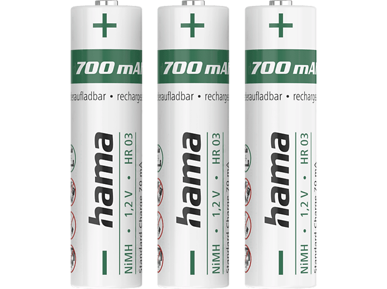 HAMA 223526 AAA NiMH 700 mAh 3 Stück - Akku (Silber)