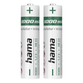 HAMA 223524 AAA NiMH 1000 mAh 2 pièces (préchargées) - Batterie (Argent)
