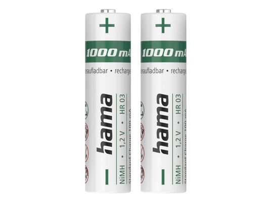 HAMA 223523 AAA NiMH 1000 mAh 2 pièces - Batterie (Argent)