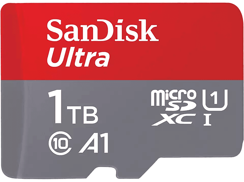 SANDISK 1TB Ultra microSDXC Karte + SD-Adapter bis zu 150 MB/s mit App-Performance A1 UHS-I Class 10 U1; Speicherkarte