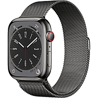 APPLE Watch Series 8 GPS + Cellular 45mm Cassa in acciaio inossidabile color grafite con Loop in maglia milanese grafite