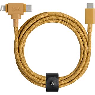 NATIVE UNION Belt Cable Duo - USB-C zu Apple Lightning & USB-C Kabel (Kraft)