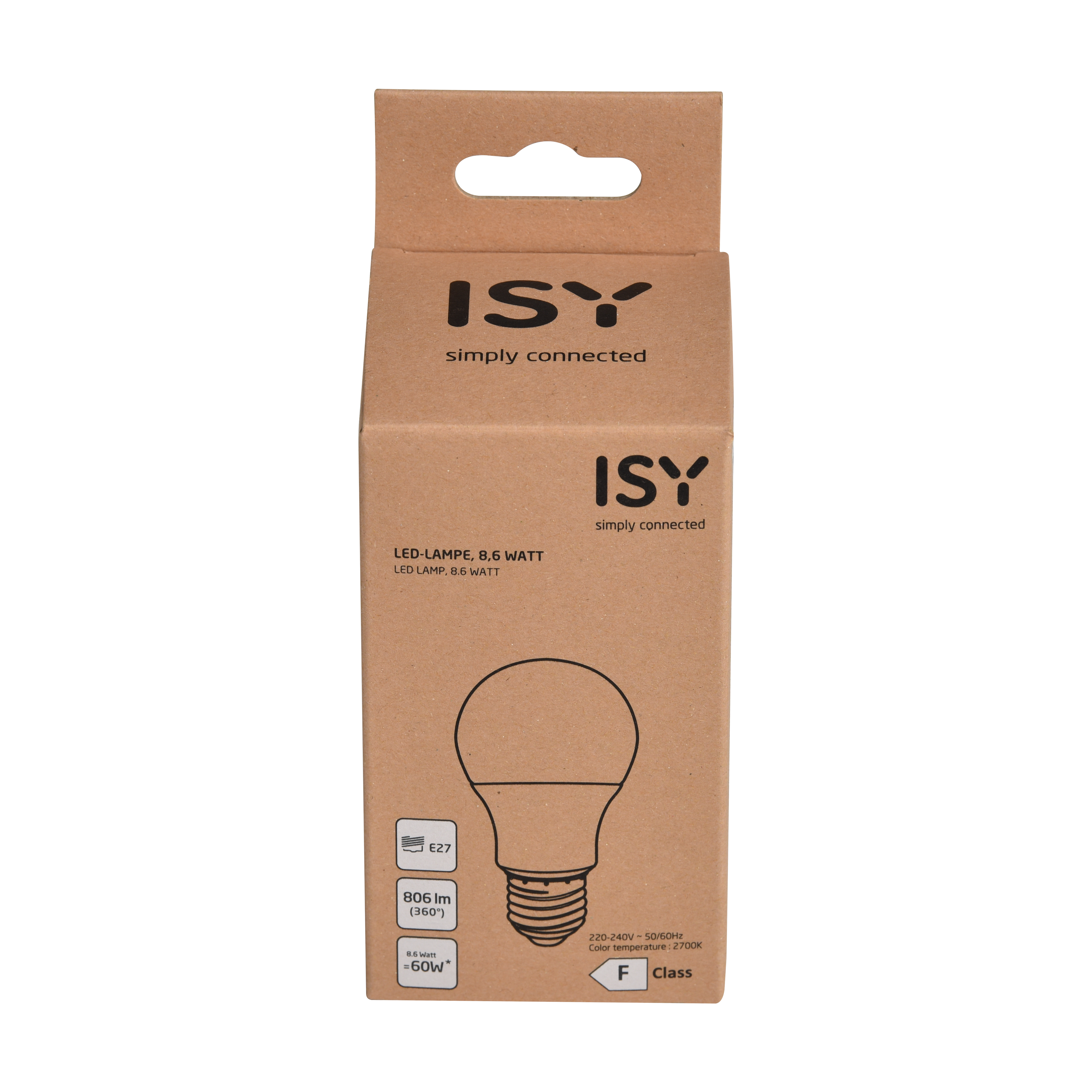 Lampe E27 ISY AE27-A60-8.6W Warmweiß 806 LED lm