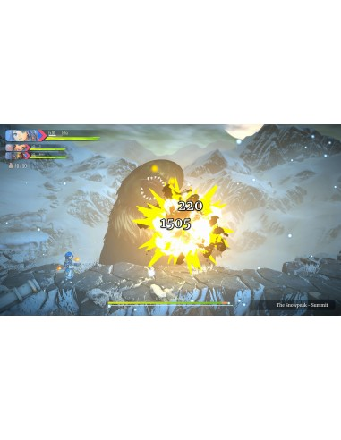 Una escena de videojuego con un monstruo gigante siendo atacado, y números que muestran el daño.