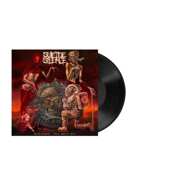 Vinylplatte mit Cover-Art. Artwork hat Figuren und einen roten Hintergrund.