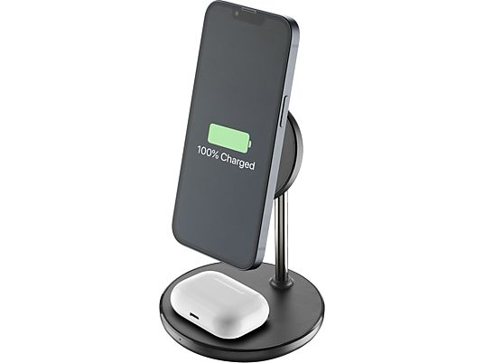 CELLULARLINE Mag Duo - Stazione di ricarica wireless 2 in 1 (Nero)