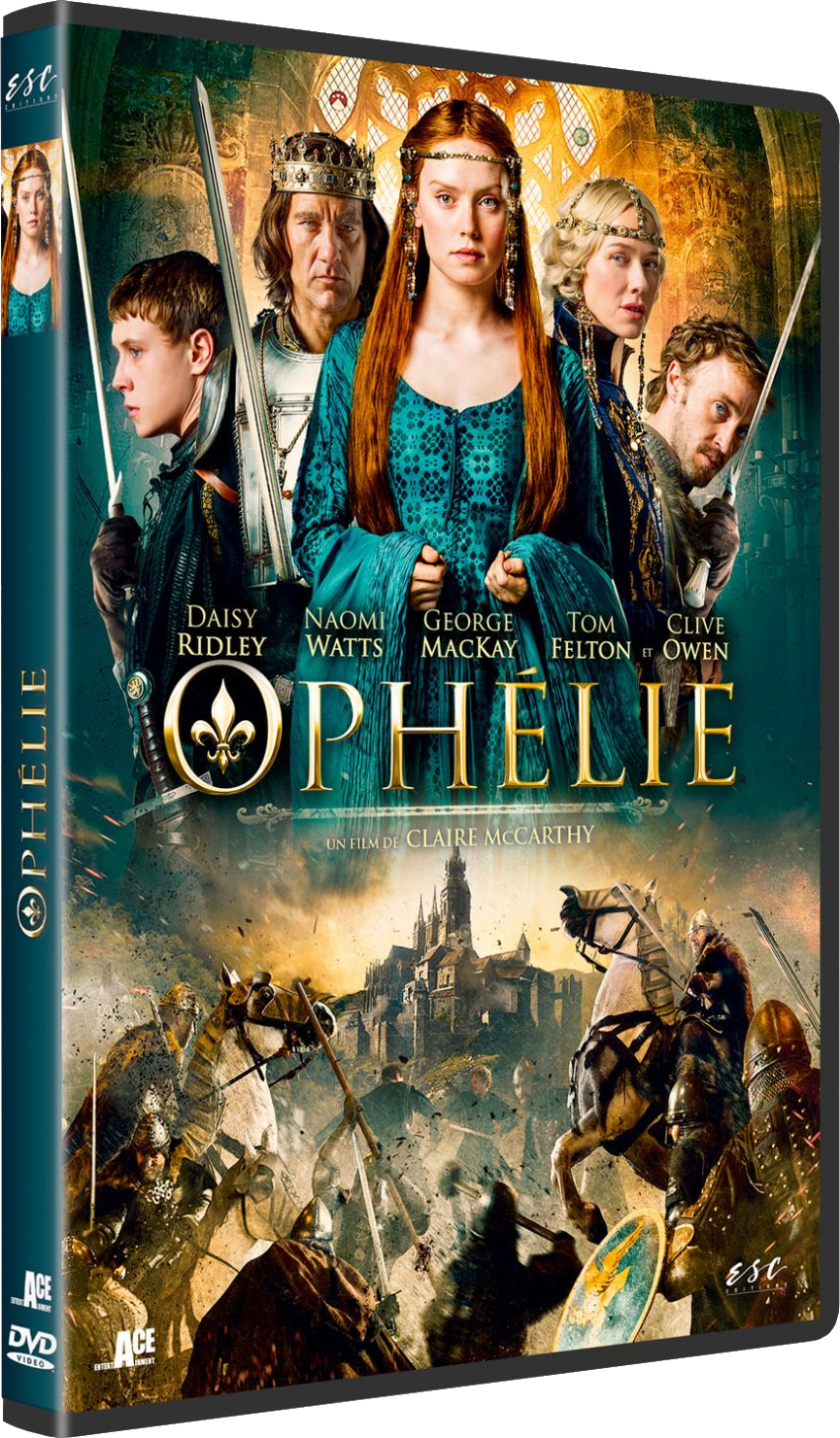 Boîtier DVD d'Ophélie. Une femme en robe verte est au centre. D'autres acteurs l'entourent.