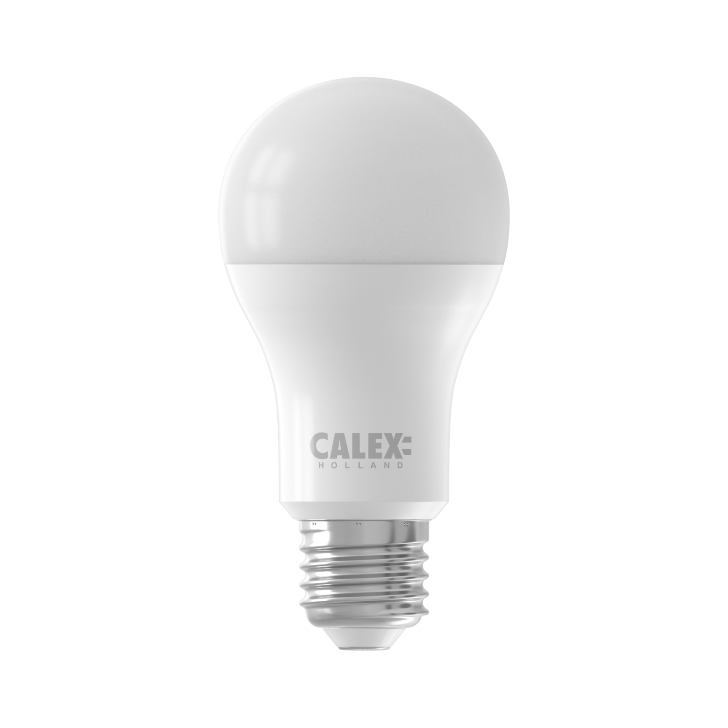 White light bulb with a silver base, on a white background.