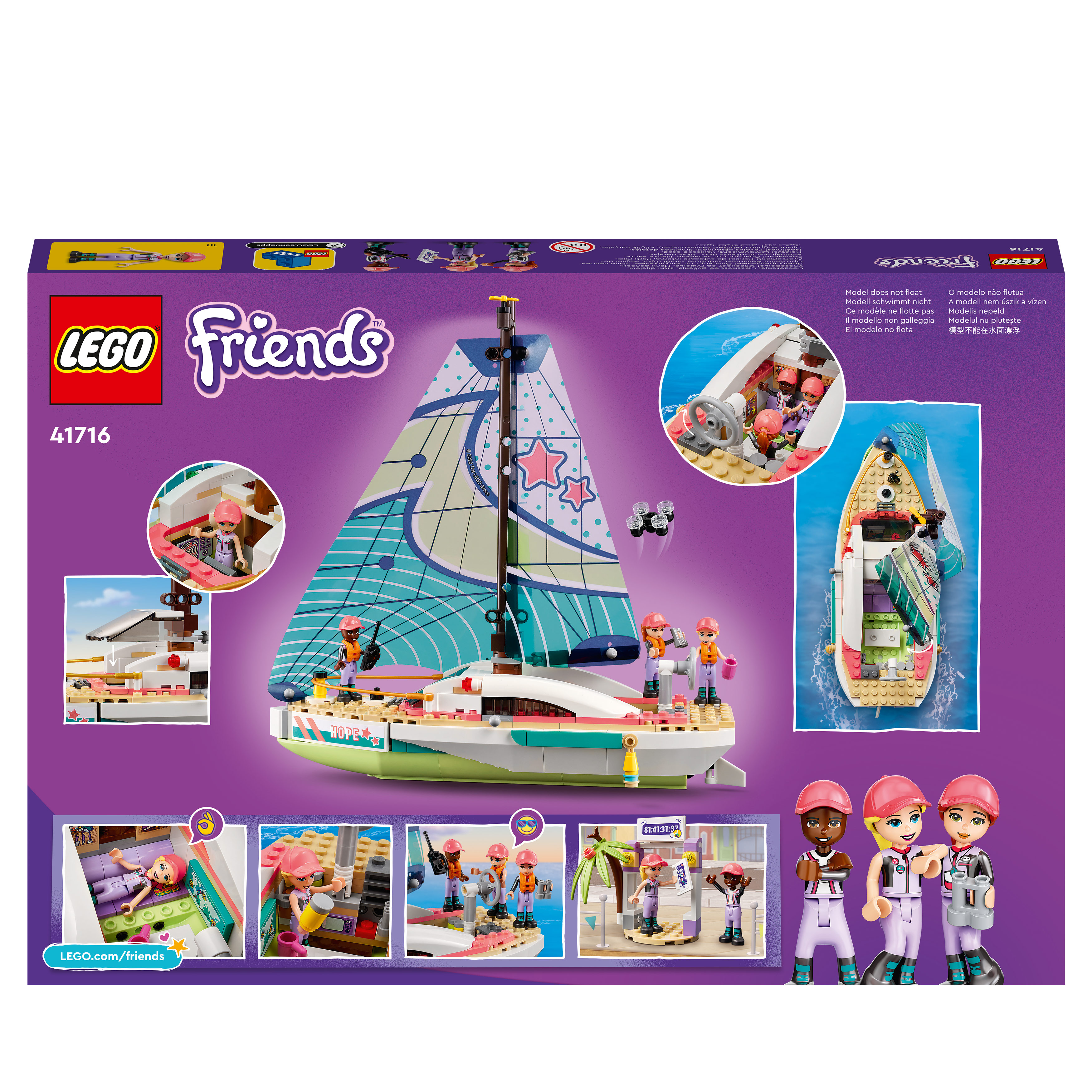 LEGO Friends Set-Box. Ein Segelboot und mehrere Minifiguren sind abgebildet.