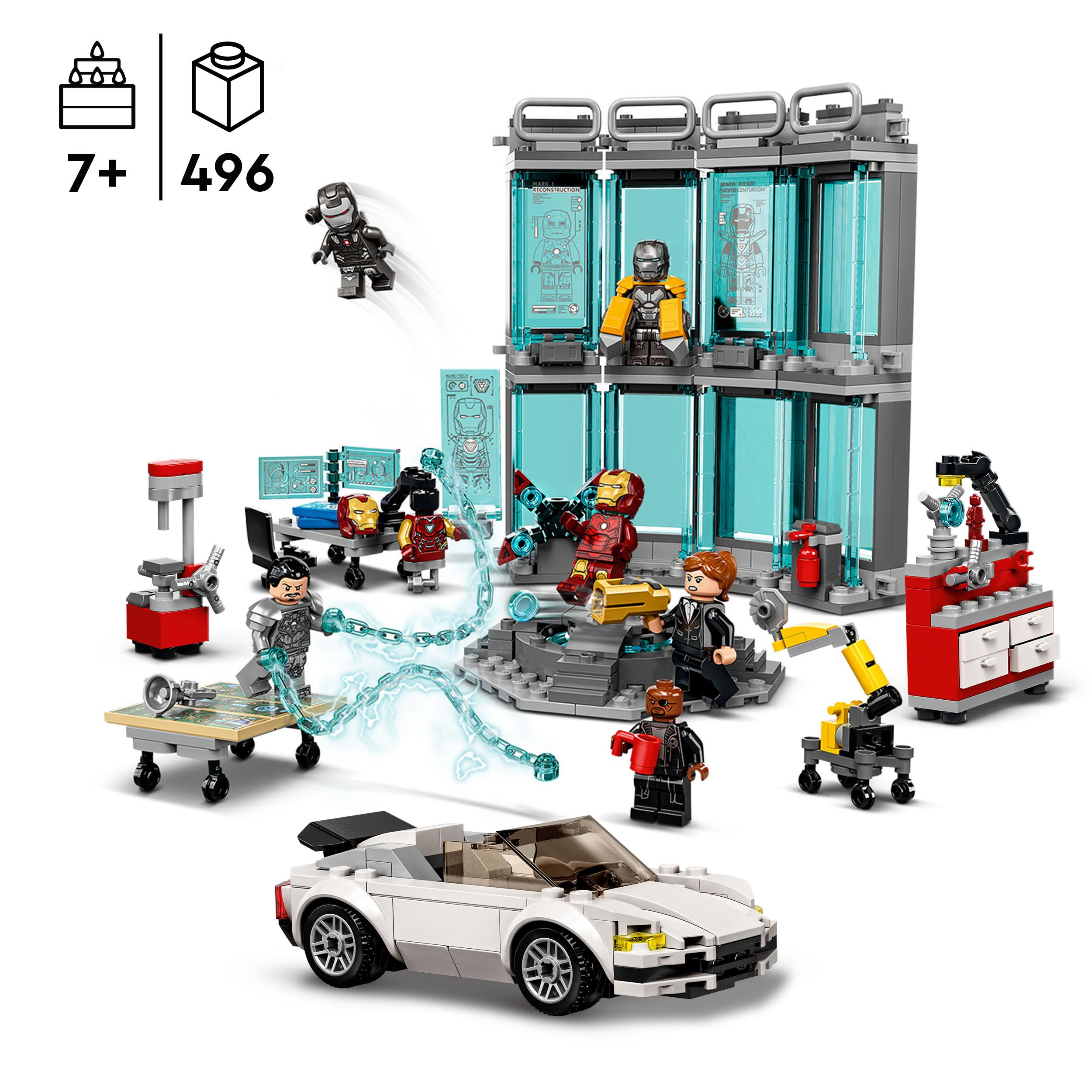 LEGO Marvel 76216 Iron Mans Werkstatt Bausatz, Mehrfarbig