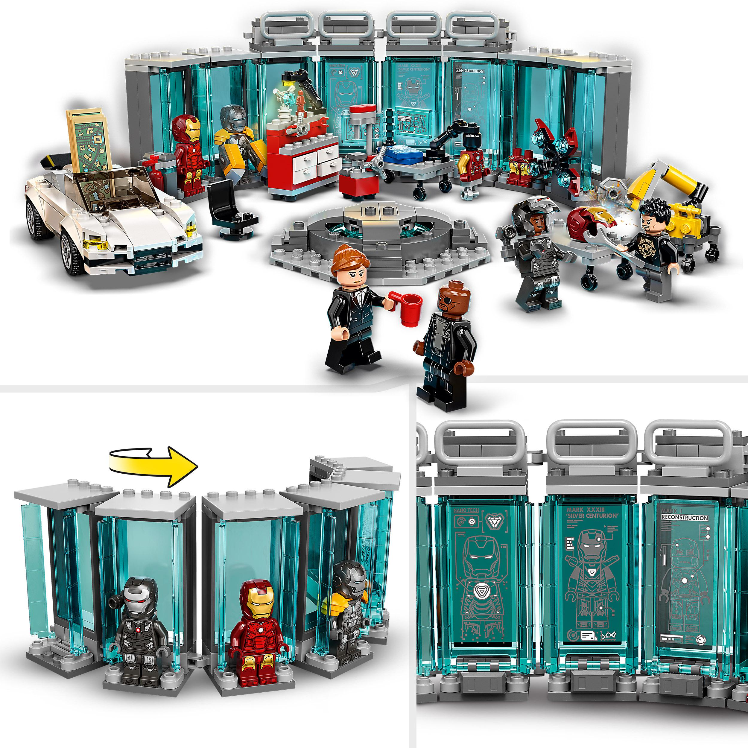 LEGO Marvel 76216 Iron Mans Werkstatt Bausatz, Mehrfarbig