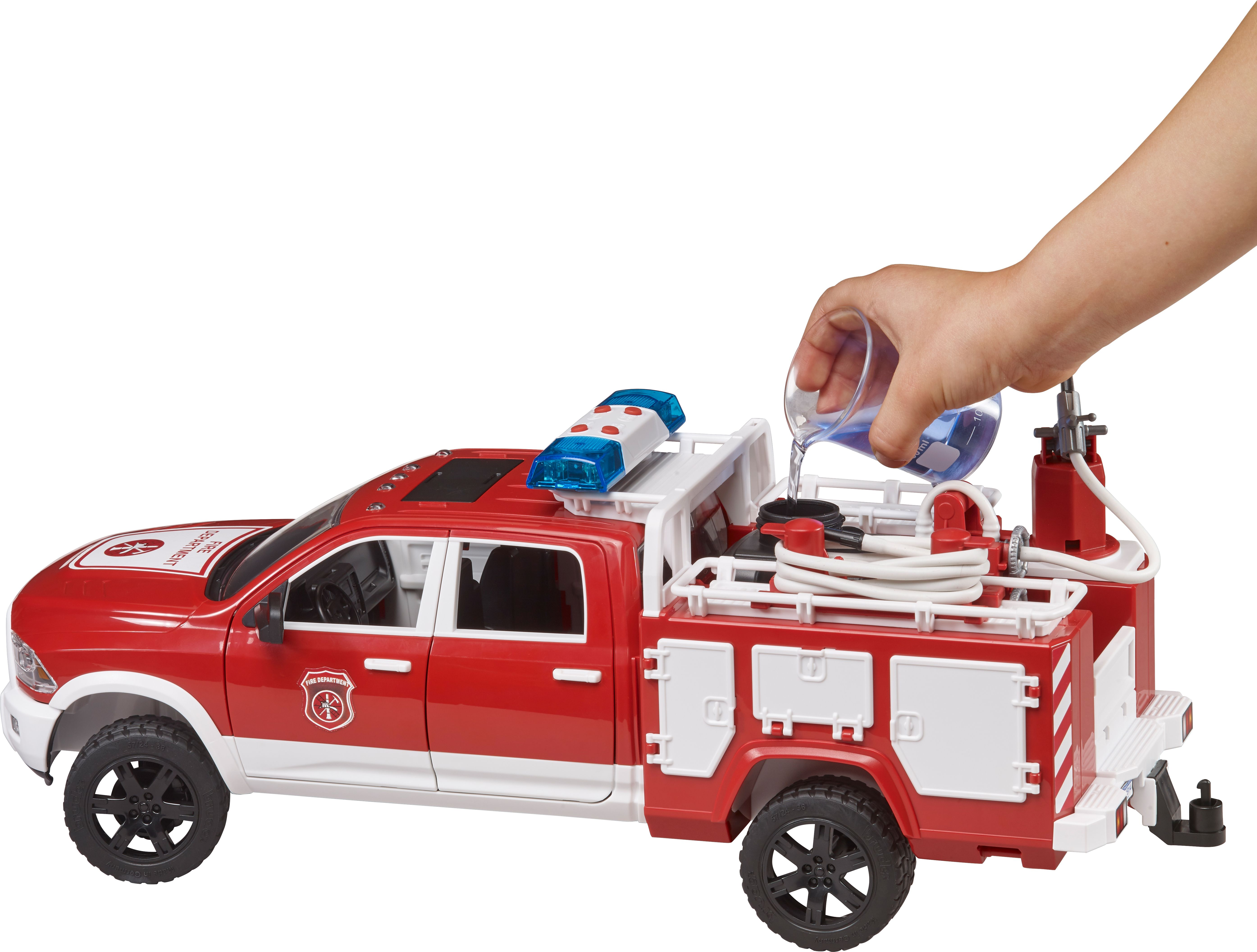 Feuerwehreinsatzwagen Modul 2500 + 02544 RAM Sound mit BRUDER Spielzeugauto, Light Rot/Weiß