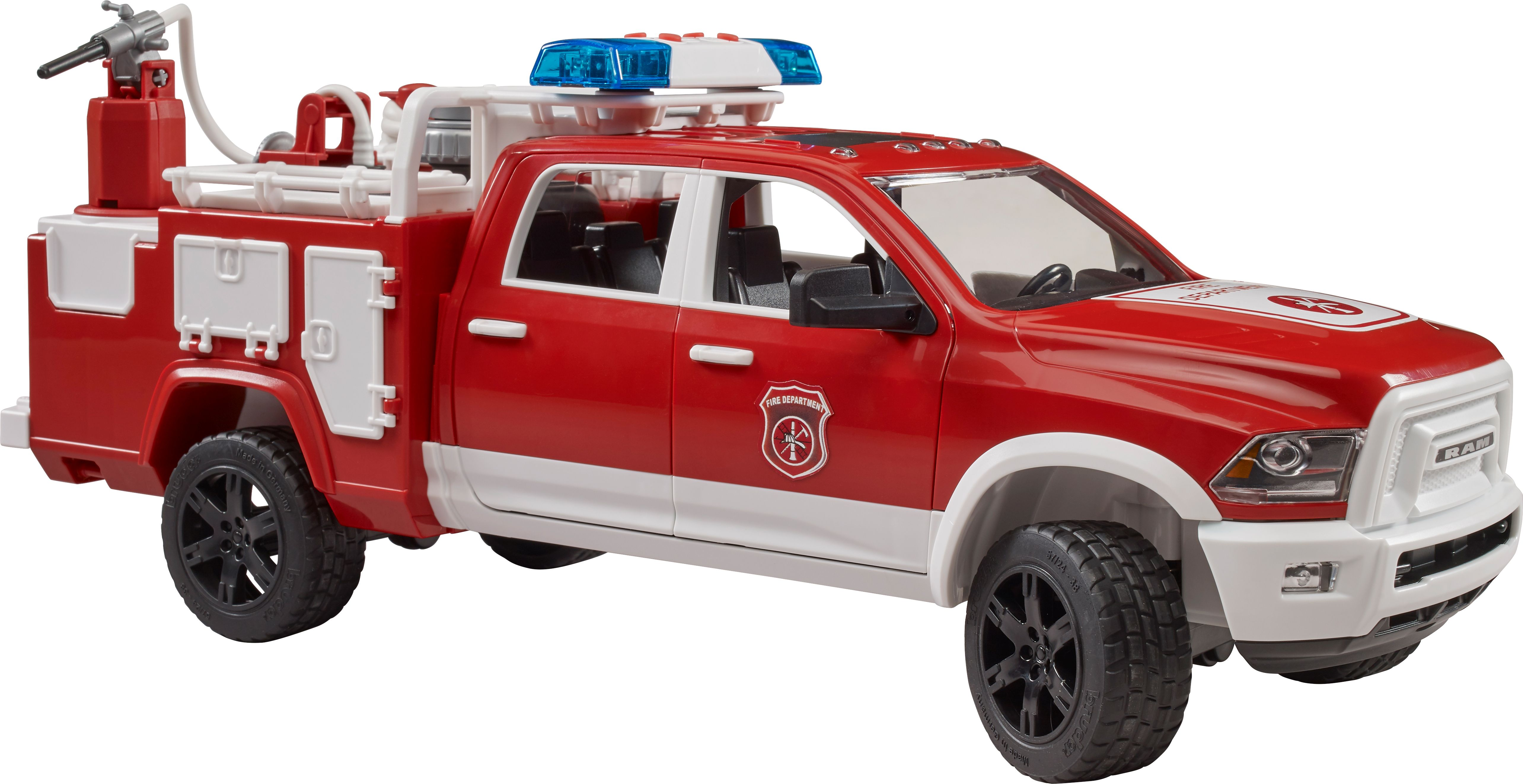Feuerwehreinsatzwagen Modul 2500 + 02544 RAM Sound mit BRUDER Spielzeugauto, Light Rot/Weiß
