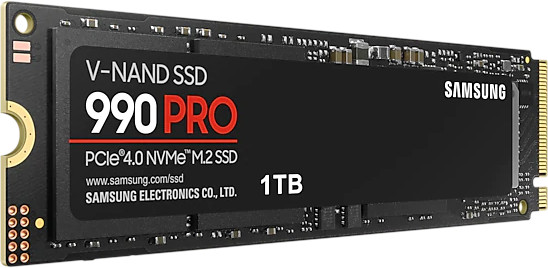 Un disque SSD 990 PRO V-NAND Samsung noir de 1 To.