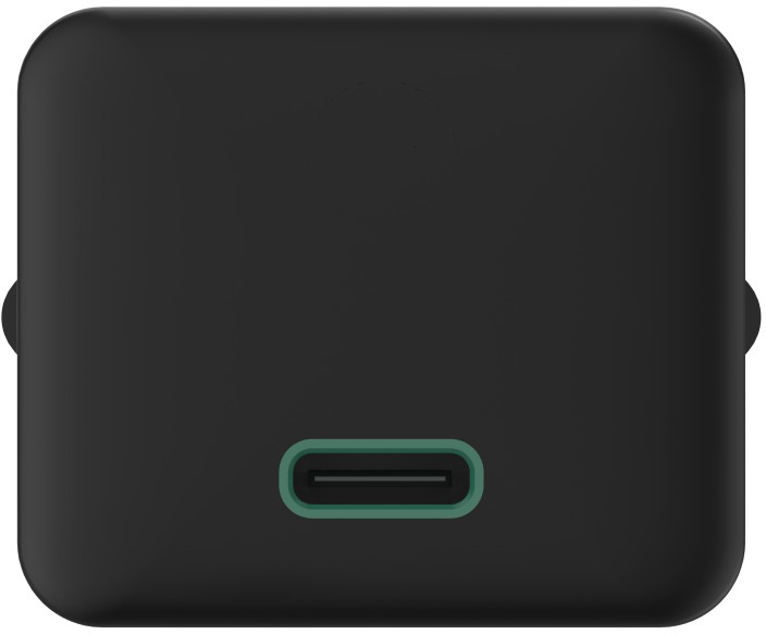 Un carré noir avec un port USB-C en bas, entouré d'un contour vert.