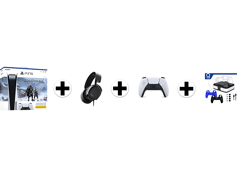 Sony Playstation 5 Disk Edition + God Of War: Ragnarok (download-code) Arctis 3 Headset (zwart) Extra Controller Qware Dual Charging Bundel