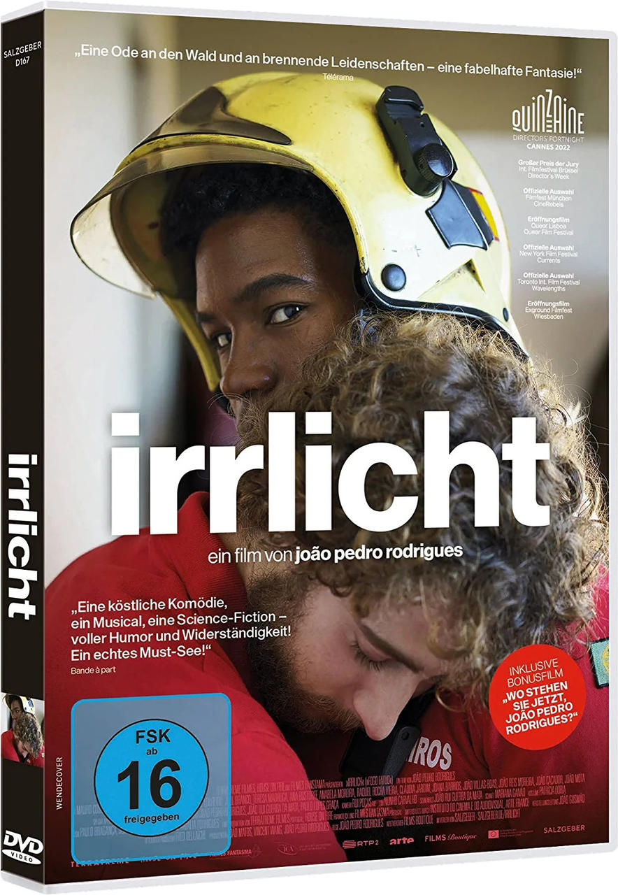 DVD-Cover mit zwei Männern, einer mit Feuerwehrhelm. Titel: Irrlicht.