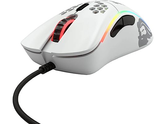 GLORIOUS PC GAMING RACE Model D- - Gaming Maus, Kabelgebunden, Optisch mit Leuchtdioden, 12000 dpi, Matte White