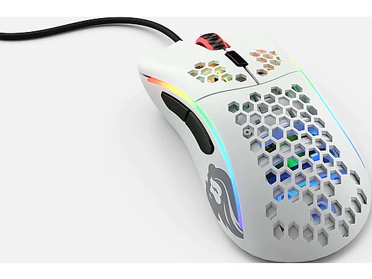 GLORIOUS PC GAMING RACE Model D- - Souris de jeu, Filaire, Optique avec diodes électroluminescentes, 12000 dpi, Mat White