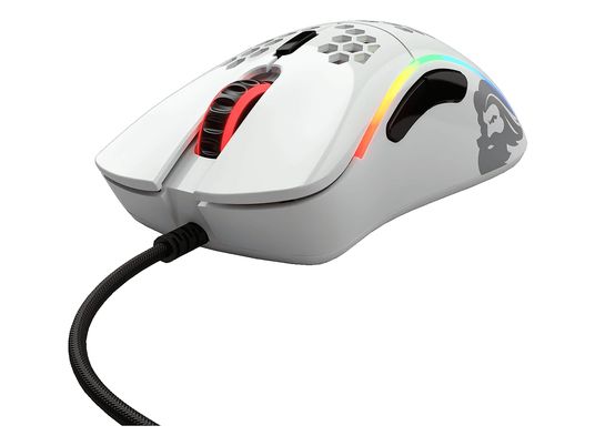 GLORIOUS PC GAMING RACE Model D- - Gaming Maus, Kabelgebunden, Optisch mit Leuchtdioden, 12000 dpi, Glossy White