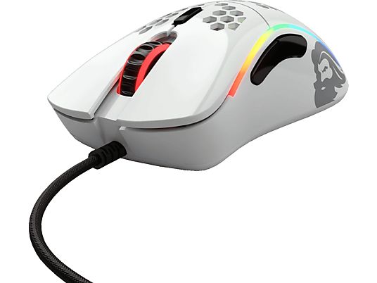 GLORIOUS PC GAMING RACE Model D- - Mouse per gaming, Connessione con cavo, Ottica con LED, 12000 dpi, Glossy White