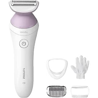 Afeitadora femenina - Philips BRL136/00, Zonas sensibles, Uso en seco y mojado, Más de 4 accesorios, Sin cable, Rosa