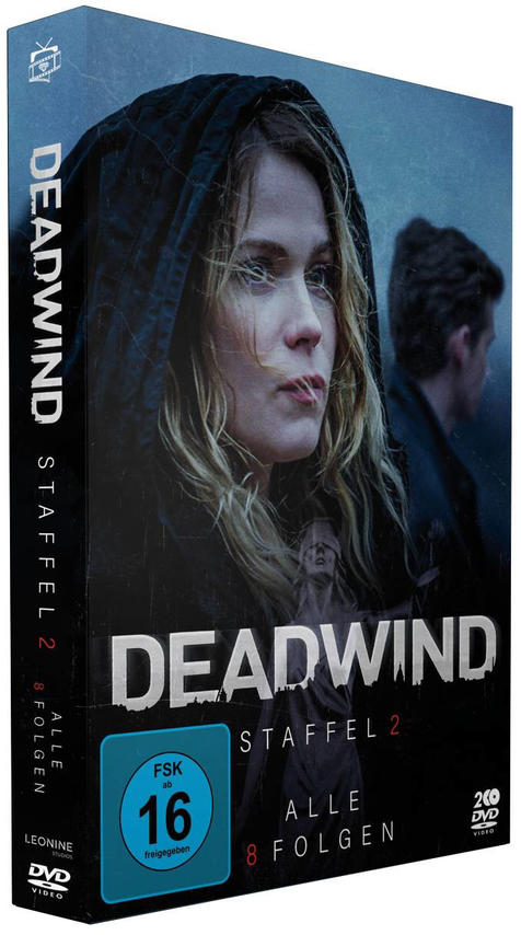 DVD-Box-Set mit einer Frau in einem dunklen Mantel. Der Titel lautet DEADWIND, Staffel 2.