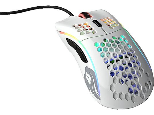 GLORIOUS PC GAMING RACE Model D - Mouse per gaming, Connessione con cavo, Ottica con LED, 12000 dpi, Glossy White