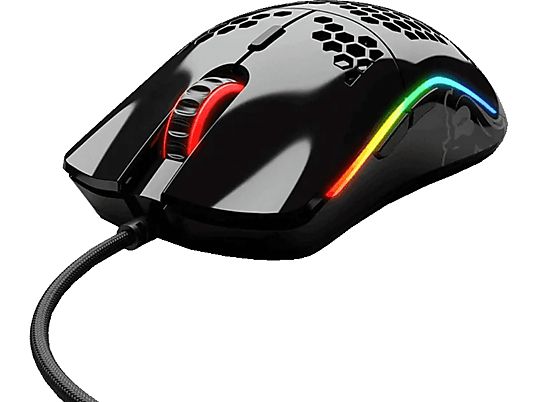GLORIOUS PC GAMING RACE Model O - Gaming Maus, Kabelgebunden, Optisch mit Leuchtdioden, 12000 dpi, Glossy Black