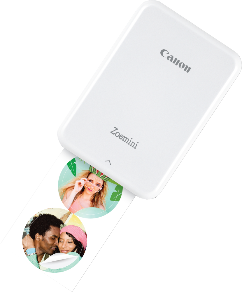 CANON Imprimante photo portable Zoemini White/Silver + Housse de transport & Papier photo autocollant (3204C072AB) Imprimante photo portable
