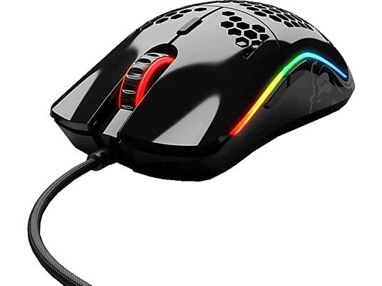 GLORIOUS PC GAMING RACE Model O- - Gaming Maus, Kabelgebunden, Optisch mit Leuchtdioden, 12000 dpi, Glossy Black