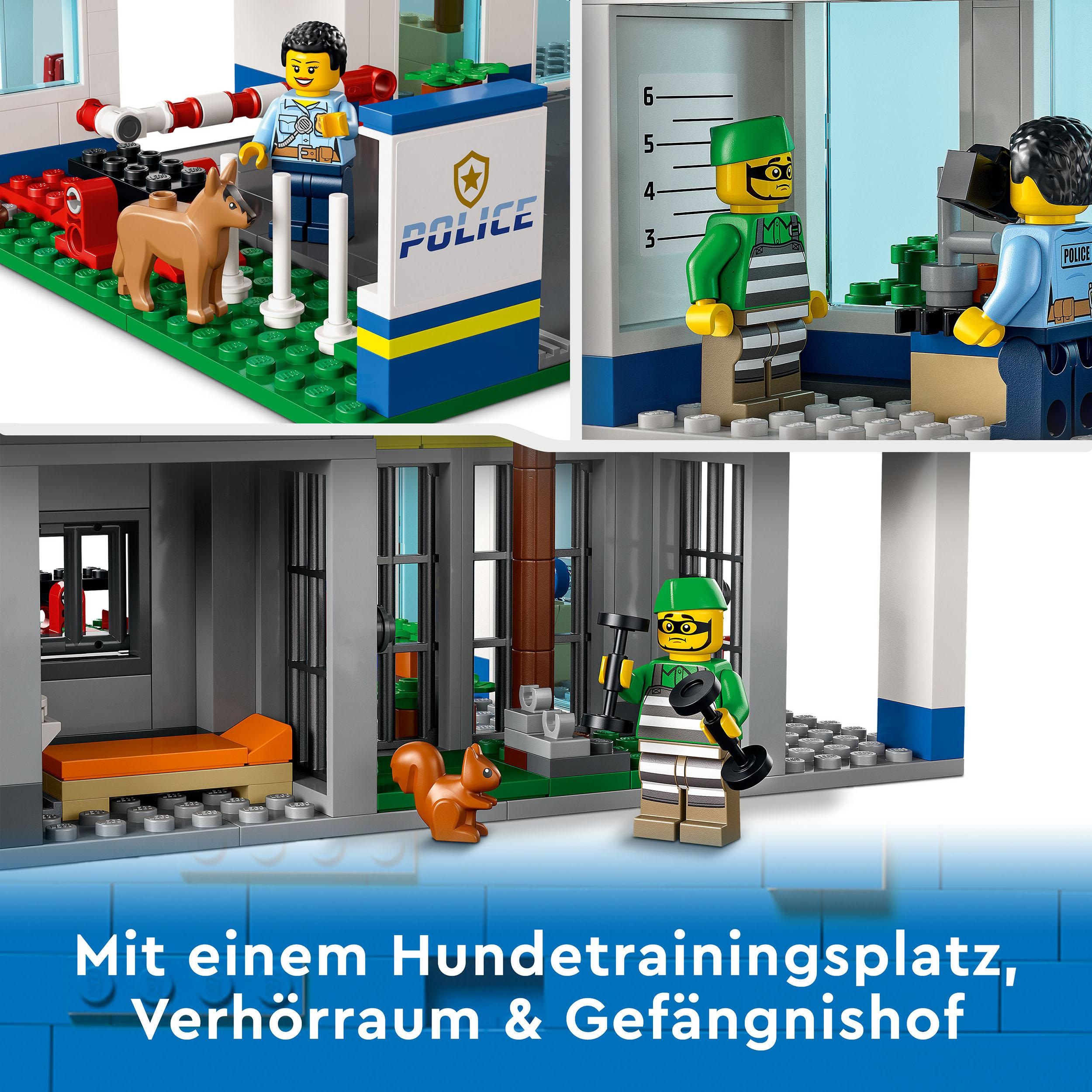 Eine Lego-Polizeistation mit Figuren wird gezeigt.