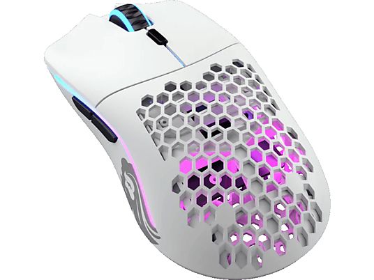 GLORIOUS PC GAMING RACE Model O- (Wireless) - Gaming Maus, Kabellos, Optisch mit Leuchtdioden, 19000 dpi, Matte White