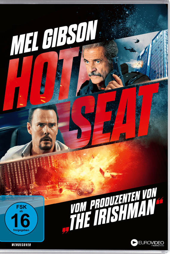DVD-Cover: Hot Seat, mit Mel Gibson und einem brennenden Fahrzeug.
