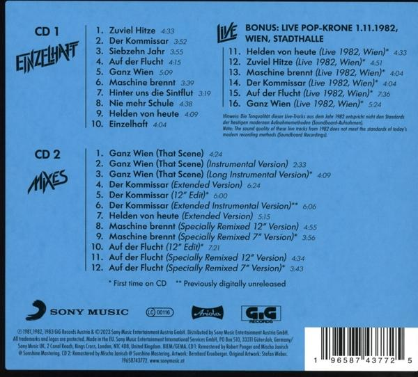 CD-Cover: blauer Hintergrund, Text und Titelliste für ein Musikalbum mit dem Label 'Einzehalt'.