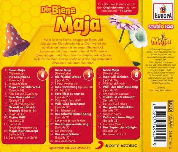 Rückseite einer DVD mit dem Titel Die Biene Maja und einer Episodenliste.