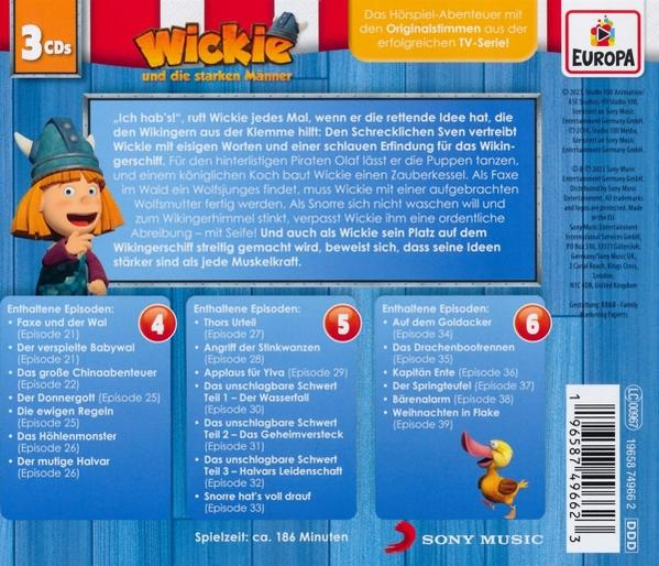 DVD-Cover von Wickie und die starken Männer. Zeigt Wickie und andere Charaktere. Text auf Deutsch. Enthält mehrere Episoden.