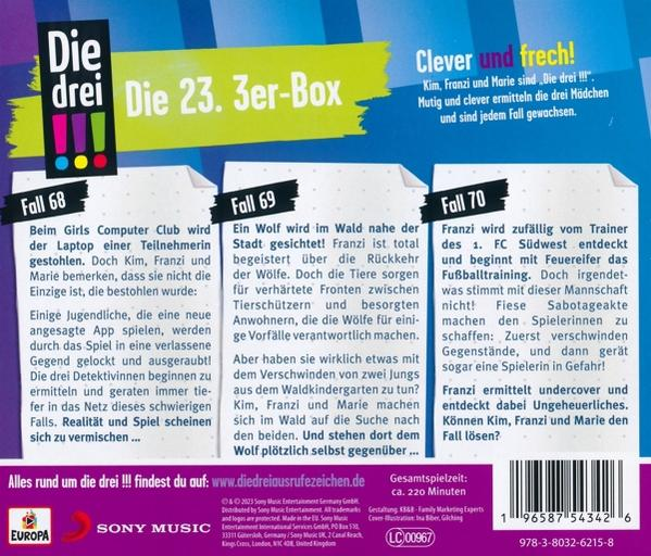 Buchcover mit Text und Bildern. Text auf Deutsch mit Illustrationen von drei Kindern.