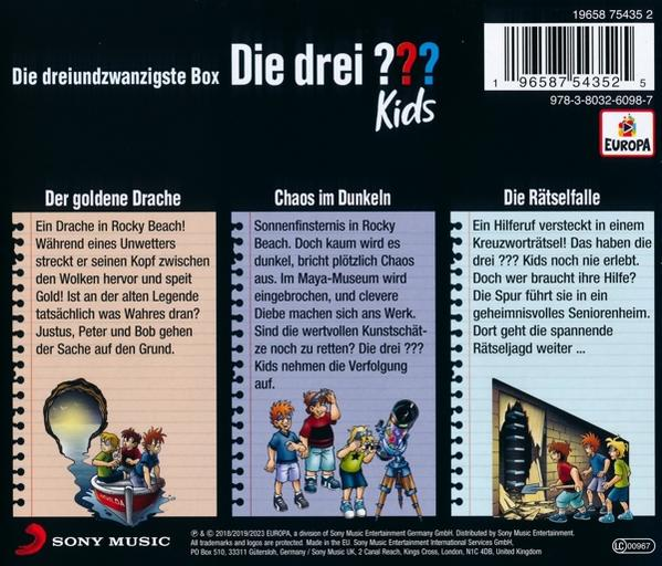 Buchrücken mit drei Cartoon-Bildern und Text auf Deutsch.