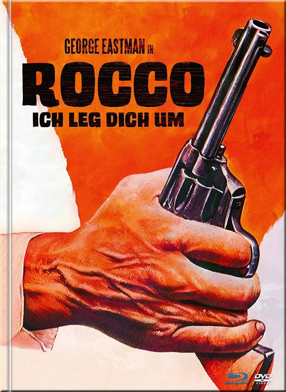 Filmplakat mit einer Hand, die eine Pistole hält. Titel: Rocco, Ich leg dich um.