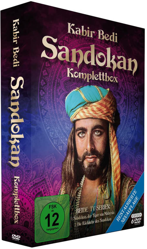 Sandokan: Der Tiger von Malaysia DVD-Box-Set mit einem Mann mit Turban auf dem Cover.