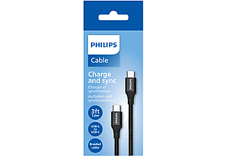 PHILIPS DLC5531C Type-C to Type-C, 1.2m, PD, 480 Mbps, Örgülü Hızlı Data ve Şarj Kablosu Siyah_5