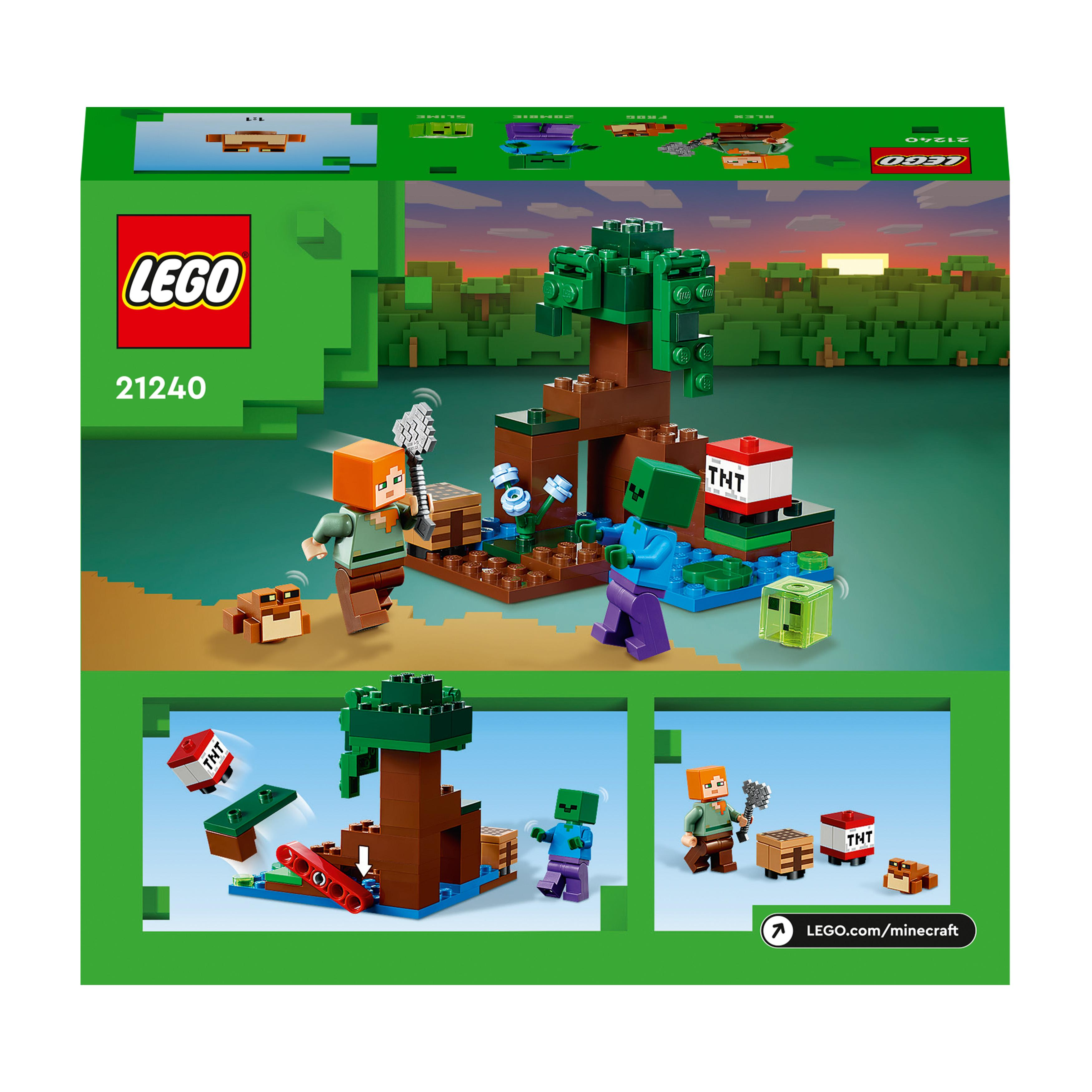 LEGO Minecraft 21240 Das Sumpfabenteuer Bausatz, Mehrfarbig